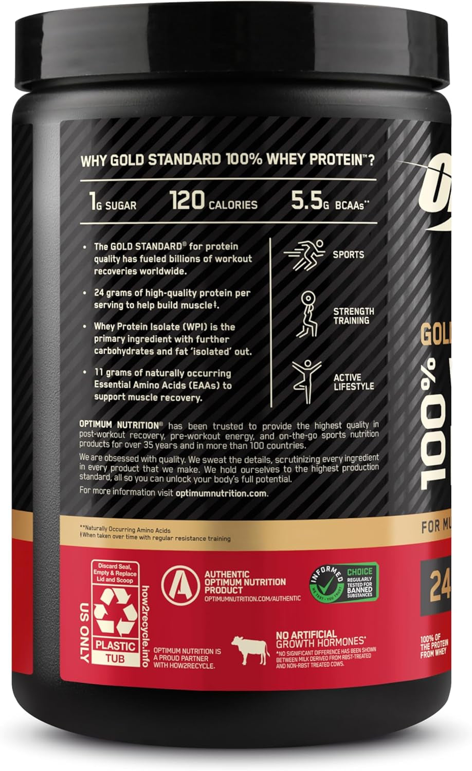 Gold Standard 100% Whey Protein Powder, Vanilla Ice Cream, 1 Pound (Pack of 1)