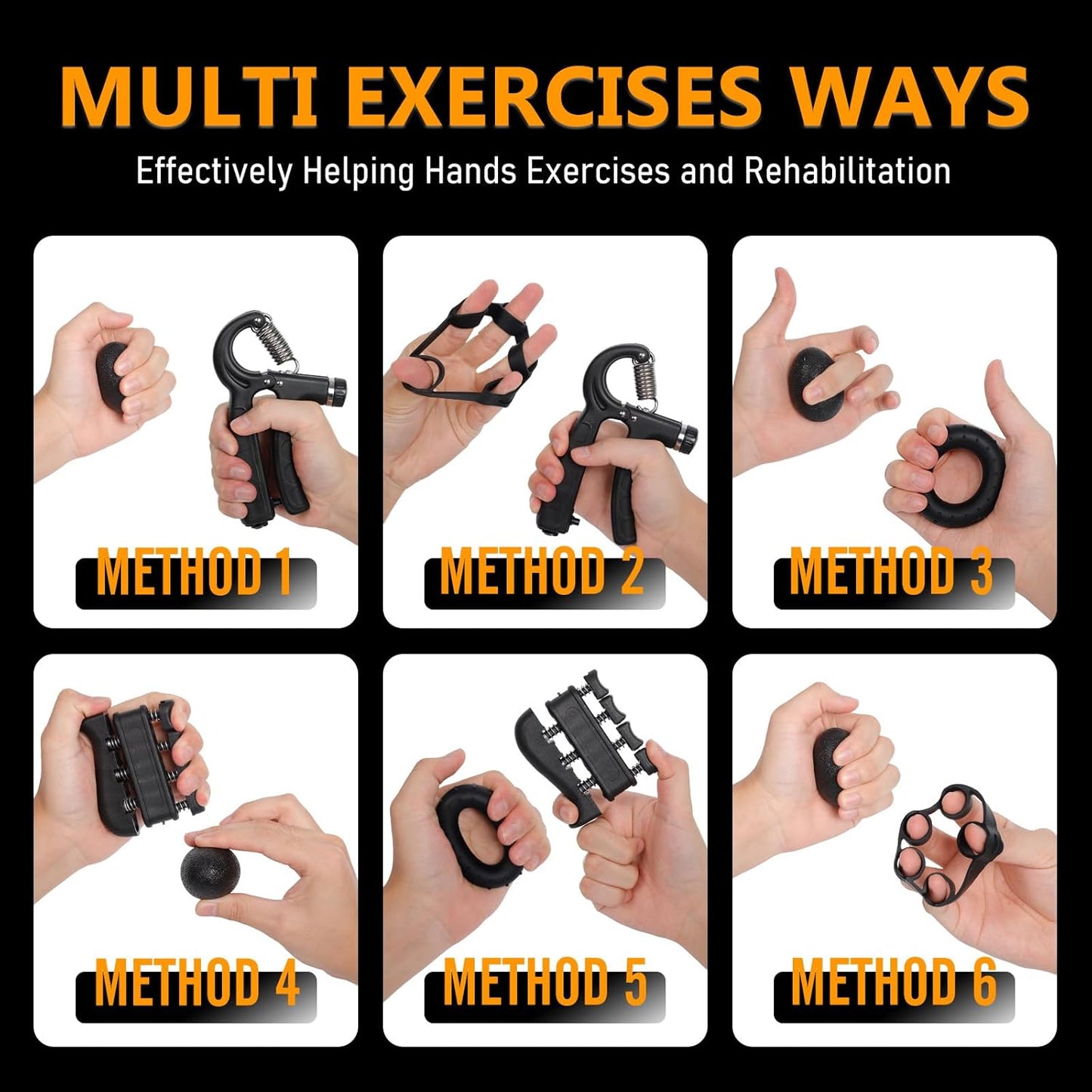 Grip Strength Trainer Kits (5 Pack), Adjustable Resistance Forearm Strengthener, Hand Gripper Strengthener for Muscle Building