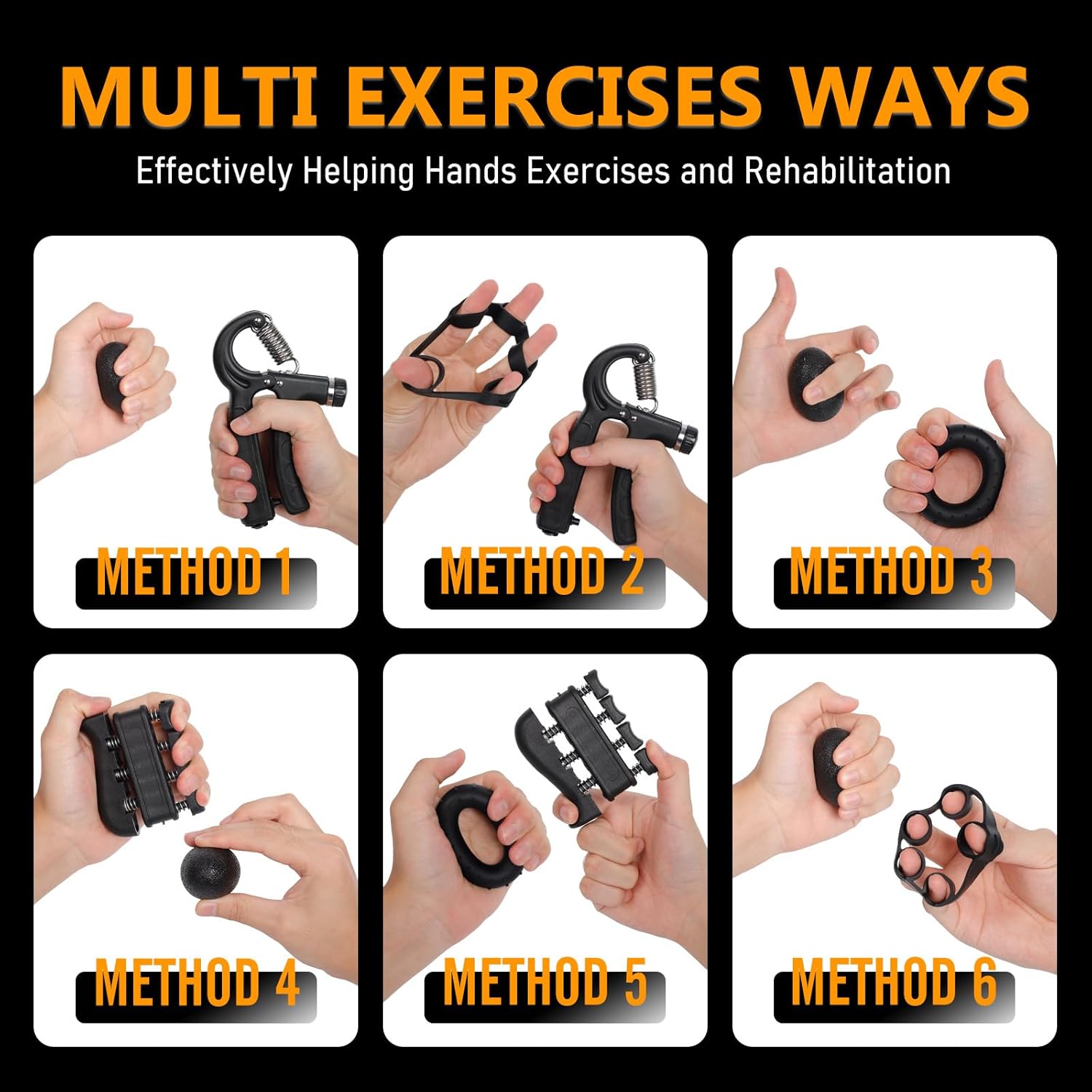 Grip Strength Trainer Kits (5 Pack), Adjustable Resistance Forearm Strengthener, Hand Gripper Strengthener for Muscle Building