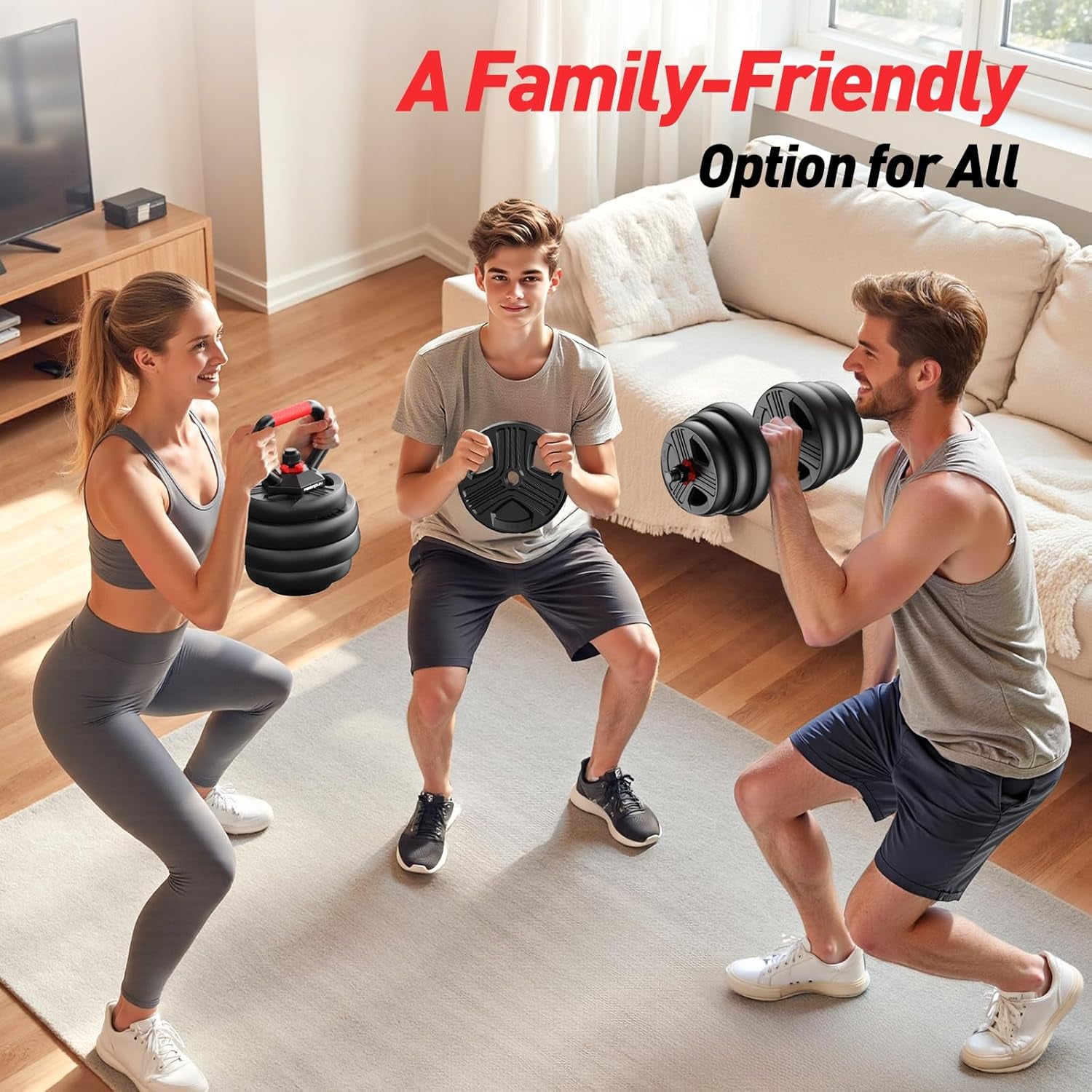 Adjustable Dumbbell Set,20/35/45/55/70/90Lbs Free Weights Set with Upgraded Nut, 4 in 1 Weight Set Used as Kettlebells, Barbell, Push up Stand, Fitness Exercise for Home Gym Suitable Men/Women