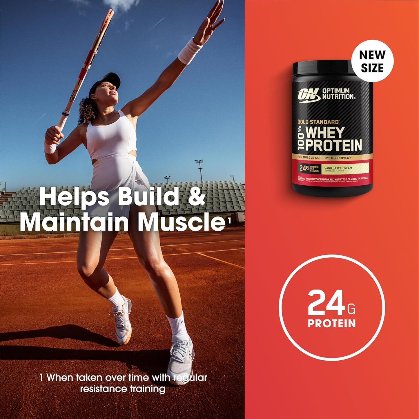 Gold Standard 100% Whey Protein Powder, Vanilla Ice Cream, 1 Pound (Pack of 1)