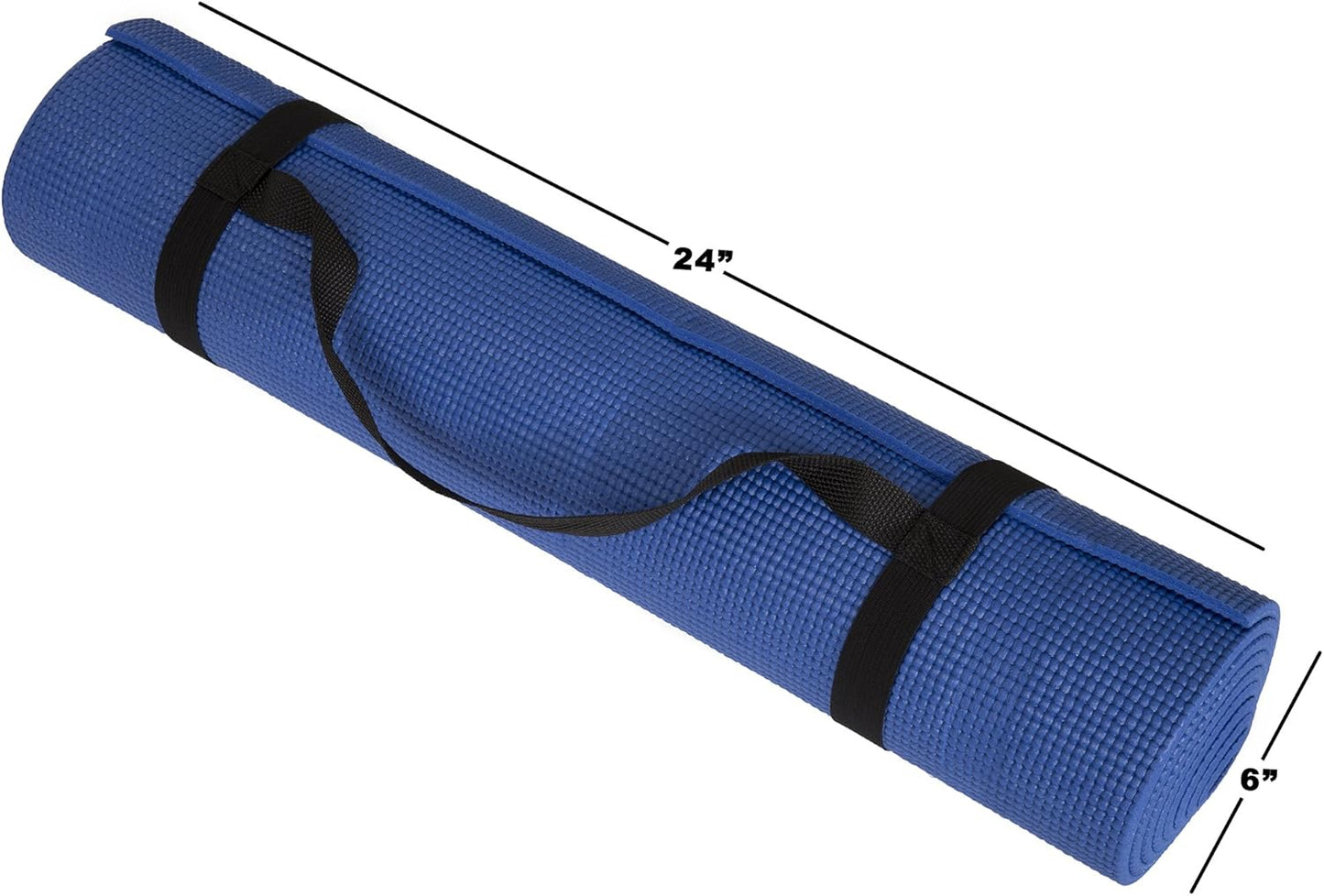 Yoga Mat - Double Sided Workout Mat - 71X24-Inch Exercise Pad for Home Gym Fitness or Pilates with Carrying Strap by